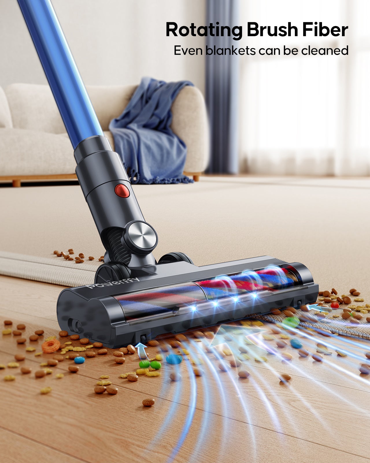 Powerffy 400W/30Kpa Cordless Vacuum Cleaner, 45 mins Rechargeable Stic